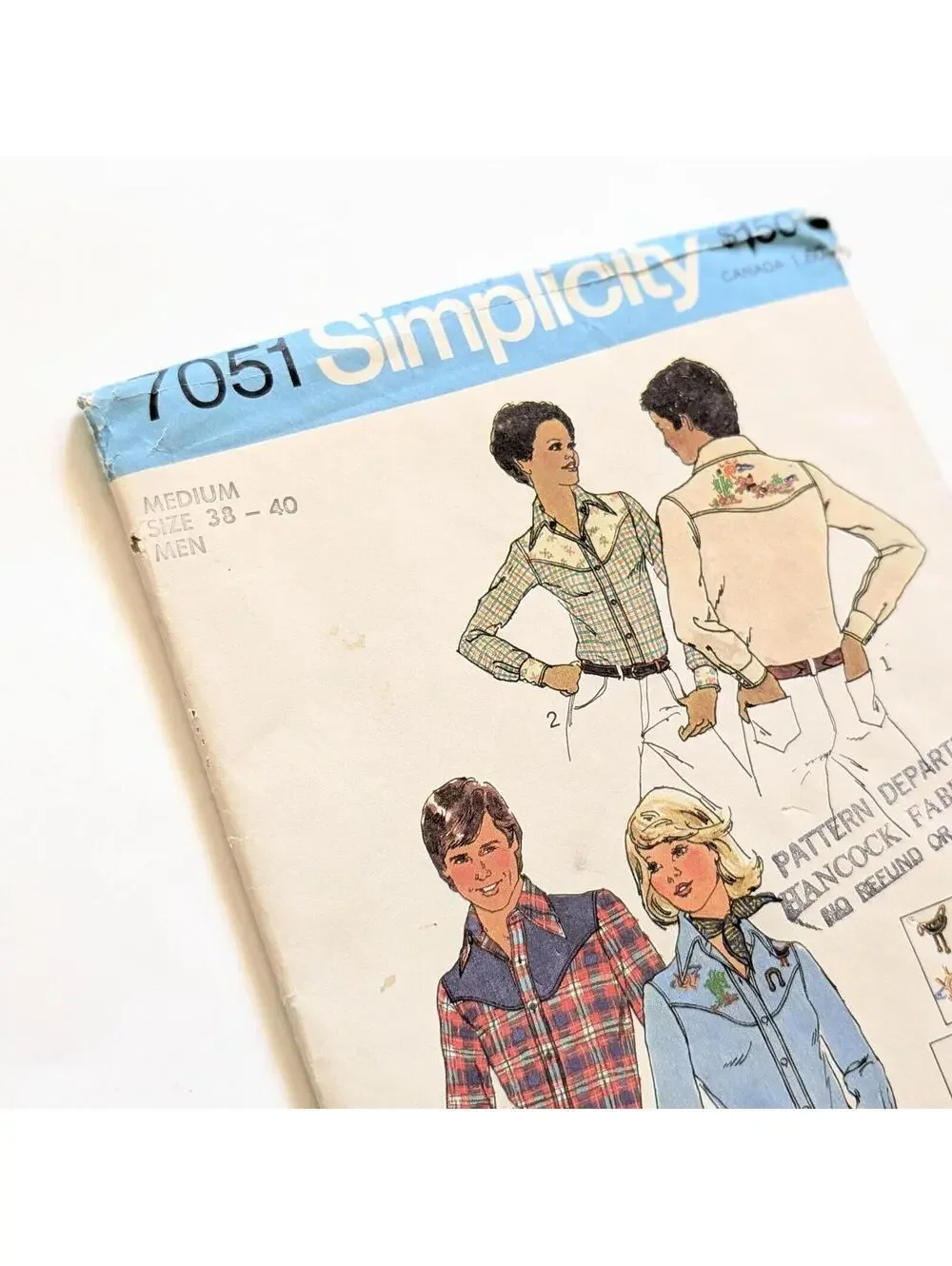 1970s Simplicity Western Shirt Sewing Patterns - 6693 - 7051